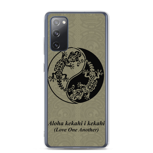 Gecko Yin Yang Polynesian Tattoo Aloha Kekahi I Kekahi (Love One Another) - Samsung Galaxy Case S10 S20 S21 S22 E FE Plus and Ultra