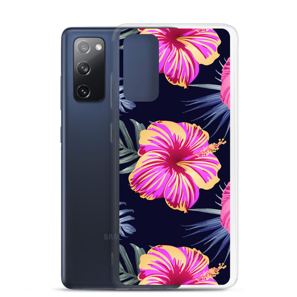 Bright Pink Hibiscus Samsung Case - Samsung Galaxy Case S10 S20 S21 S22 E FE Plus and Ultra