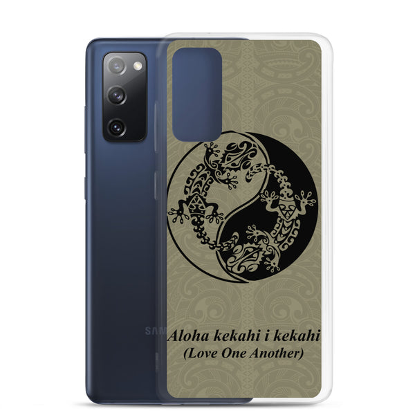 Gecko Yin Yang Polynesian Tattoo Aloha Kekahi I Kekahi (Love One Another) - Samsung Galaxy Case S10 S20 S21 S22 E FE Plus and Ultra