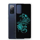 Hibiscus Tattoo - Teal - Samsung Galaxy Case S10 S20 S21 S22 E FE Plus and Ultra