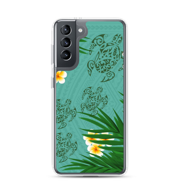 Honu (Hawaiian Sea Turtle) Family and Plumeria Tattoo - Samsung Galaxy Case S10 S20 S21 S22 E FE Plus and Ultra