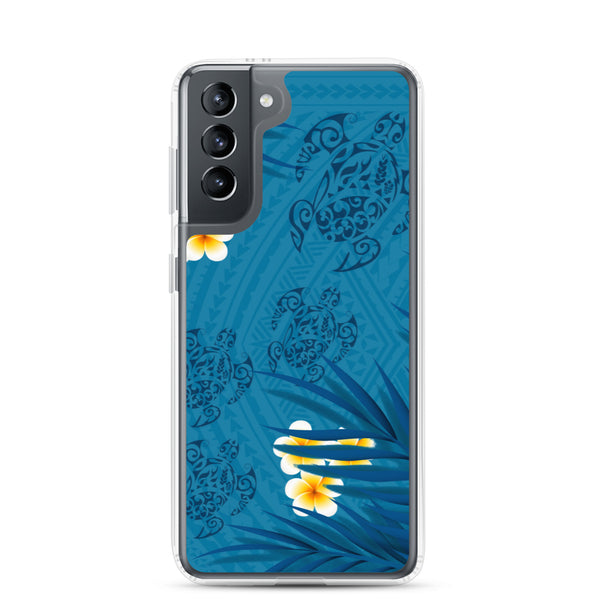 Honu (Hawaiian Sea Turtle) Family and Plumeria Tattoo - Samsung Galaxy Case S10 S20 S21 S22 E FE Plus and Ultra