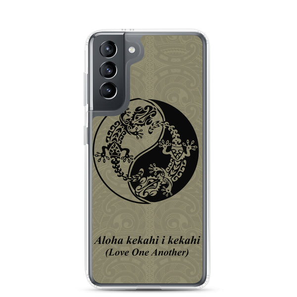 Gecko Yin Yang Polynesian Tattoo Aloha Kekahi I Kekahi (Love One Another) - Samsung Galaxy Case S10 S20 S21 S22 E FE Plus and Ultra