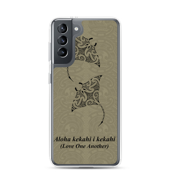 Manta Ray Polynesian Tattoo Aloha Kekahi I Kekahi (Love One Another) - Samsung Galaxy Case S10 S20 S21 S22 E FE Plus and Ultra
