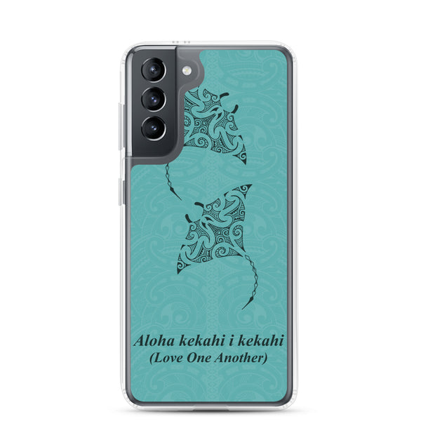 Manta Ray Polynesian Tattoo Aloha Kekahi I Kekahi (Love One Another) - Samsung Galaxy Case S10 S20 S21 S22 E FE Plus and Ultra