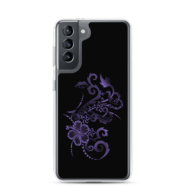 Hibiscus Tattoo  Purple - Samsung Galaxy Case S10 S20 S21 S22 E FE Plus and Ultra