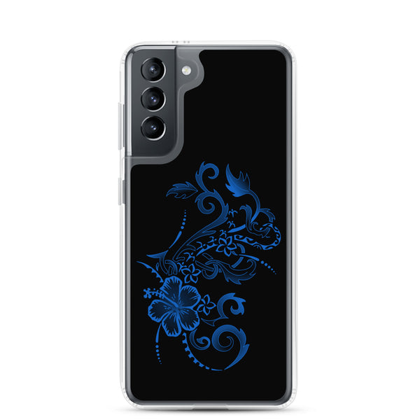 Hibiscus Tattoo - Blue - Samsung Galaxy Case S10 S20 S21 S22 E FE Plus and Ultra