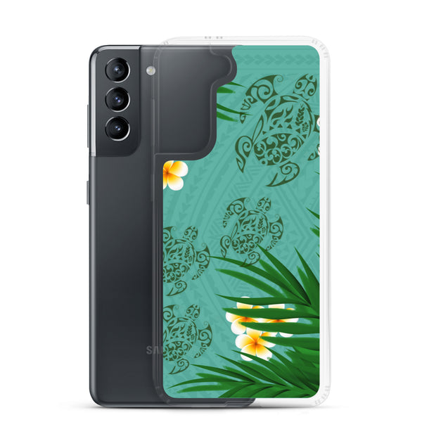 Honu (Hawaiian Sea Turtle) Family and Plumeria Tattoo - Samsung Galaxy Case S10 S20 S21 S22 E FE Plus and Ultra