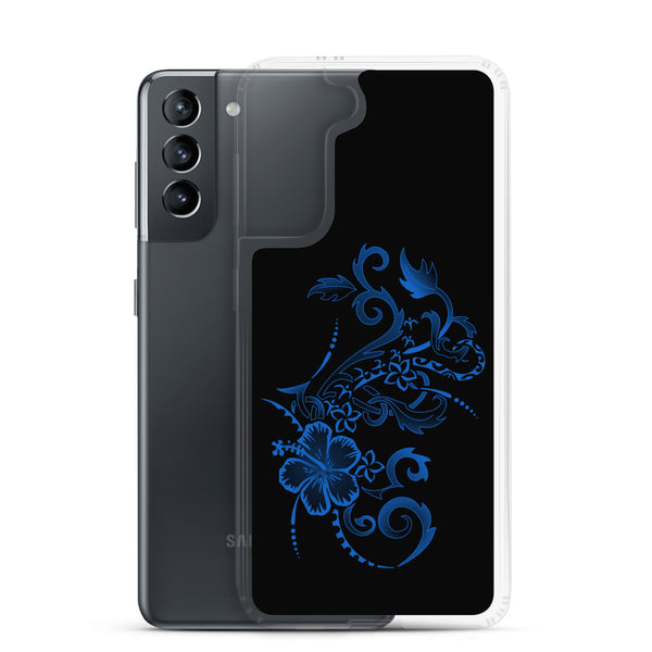 Hibiscus Tattoo - Blue - Samsung Galaxy Case S10 S20 S21 S22 E FE Plus and Ultra