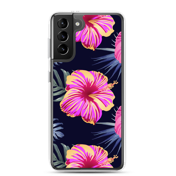 Bright Pink Hibiscus Samsung Case - Samsung Galaxy Case S10 S20 S21 S22 E FE Plus and Ultra