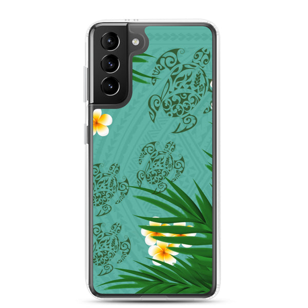 Honu (Hawaiian Sea Turtle) Family and Plumeria Tattoo - Samsung Galaxy Case S10 S20 S21 S22 E FE Plus and Ultra