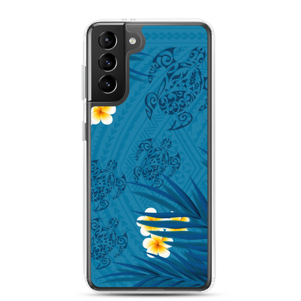 Honu (Hawaiian Sea Turtle) Family and Plumeria Tattoo - Samsung Galaxy Case S10 S20 S21 S22 E FE Plus and Ultra
