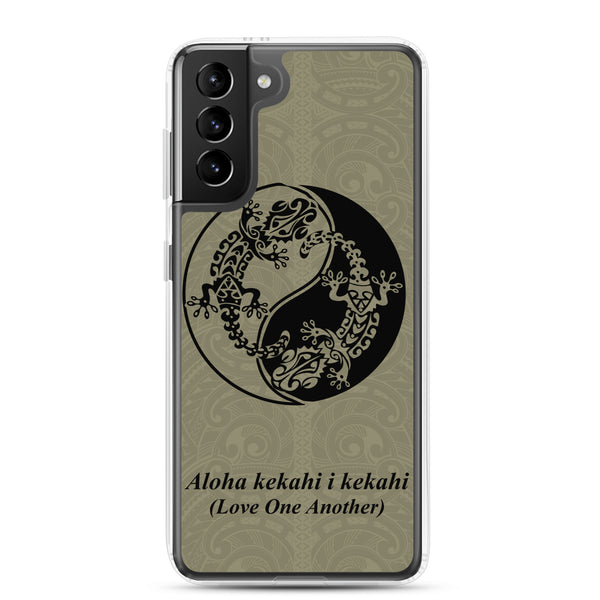 Gecko Yin Yang Polynesian Tattoo Aloha Kekahi I Kekahi (Love One Another) - Samsung Galaxy Case S10 S20 S21 S22 E FE Plus and Ultra