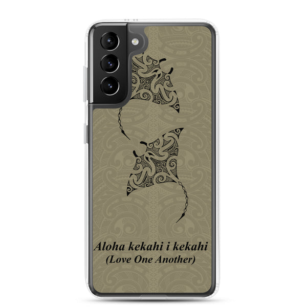 Manta Ray Polynesian Tattoo Aloha Kekahi I Kekahi (Love One Another) - Samsung Galaxy Case S10 S20 S21 S22 E FE Plus and Ultra