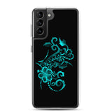 Hibiscus Tattoo - Teal - Samsung Galaxy Case S10 S20 S21 S22 E FE Plus and Ultra