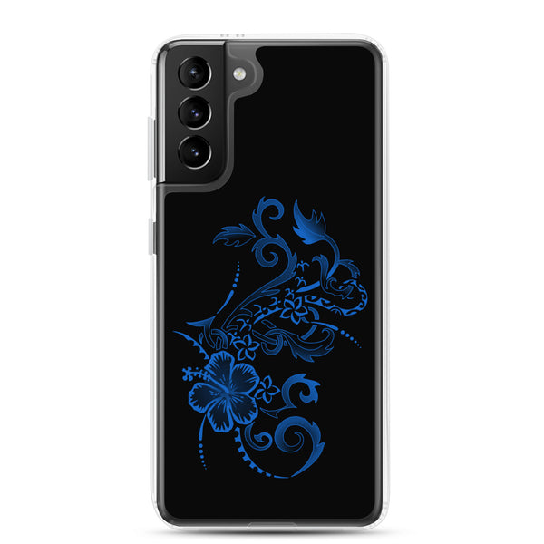 Hibiscus Tattoo - Blue - Samsung Galaxy Case S10 S20 S21 S22 E FE Plus and Ultra