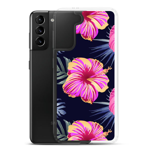 Bright Pink Hibiscus Samsung Case - Samsung Galaxy Case S10 S20 S21 S22 E FE Plus and Ultra