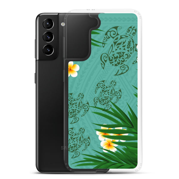 Honu (Hawaiian Sea Turtle) Family and Plumeria Tattoo - Samsung Galaxy Case S10 S20 S21 S22 E FE Plus and Ultra