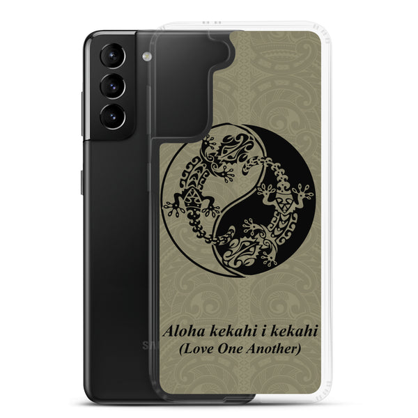 Gecko Yin Yang Polynesian Tattoo Aloha Kekahi I Kekahi (Love One Another) - Samsung Galaxy Case S10 S20 S21 S22 E FE Plus and Ultra