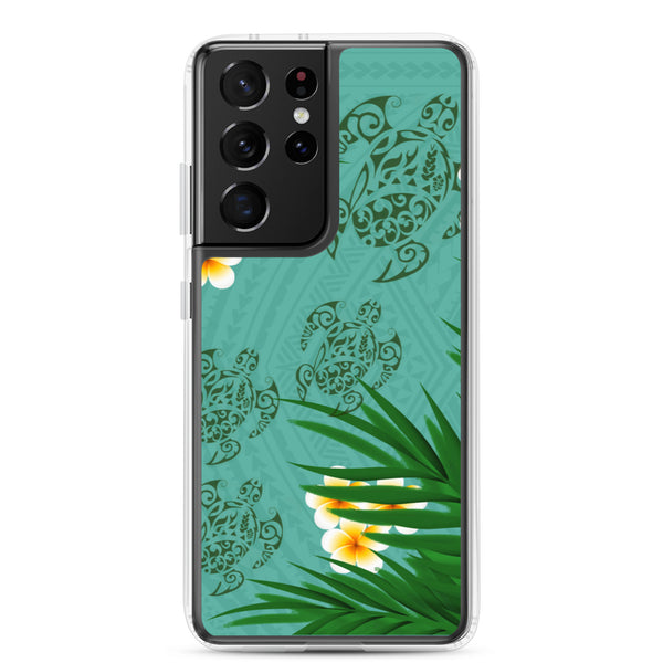 Honu (Hawaiian Sea Turtle) Family and Plumeria Tattoo - Samsung Galaxy Case S10 S20 S21 S22 E FE Plus and Ultra