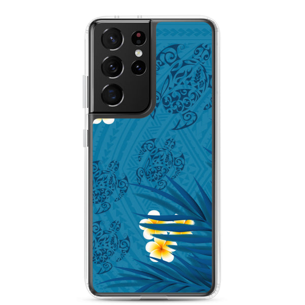 Honu (Hawaiian Sea Turtle) Family and Plumeria Tattoo - Samsung Galaxy Case S10 S20 S21 S22 E FE Plus and Ultra
