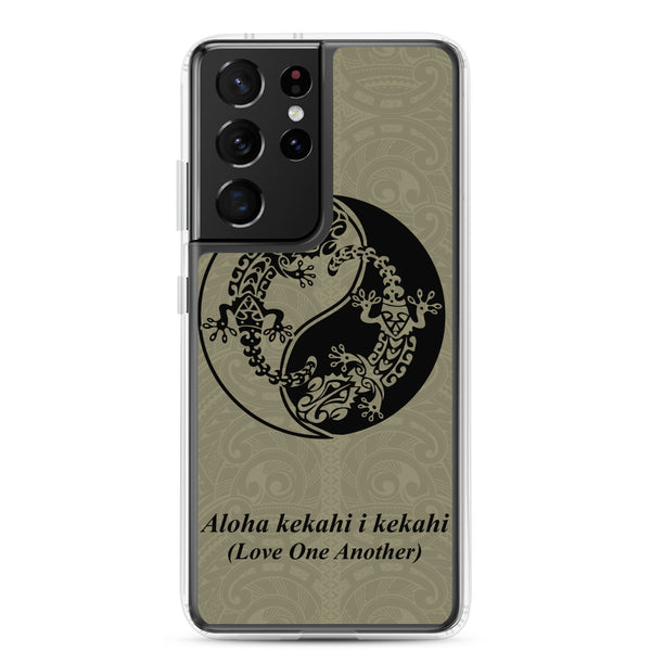 Gecko Yin Yang Polynesian Tattoo Aloha Kekahi I Kekahi (Love One Another) - Samsung Galaxy Case S10 S20 S21 S22 E FE Plus and Ultra