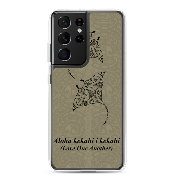 Manta Ray Polynesian Tattoo Aloha Kekahi I Kekahi (Love One Another) - Samsung Galaxy Case S10 S20 S21 S22 E FE Plus and Ultra