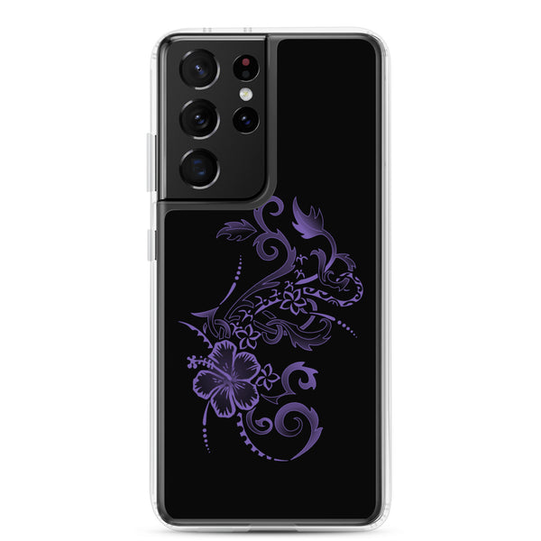 Hibiscus Tattoo  Purple - Samsung Galaxy Case S10 S20 S21 S22 E FE Plus and Ultra