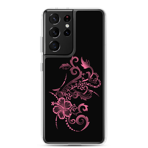 Hibiscus Tattoo - Hot Pink - Samsung Galaxy Case S10 S20 S21 S22 E FE Plus and Ultra