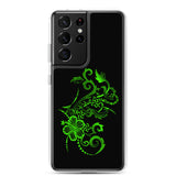 Hibiscus Tattoo  - Lime Green - Samsung Galaxy Case S10 S20 S21 S22 E FE Plus and Ultra