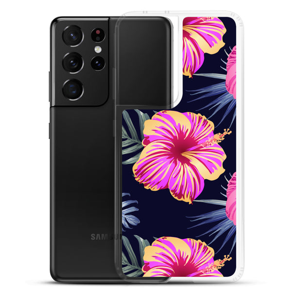 Bright Pink Hibiscus Samsung Case - Samsung Galaxy Case S10 S20 S21 S22 E FE Plus and Ultra