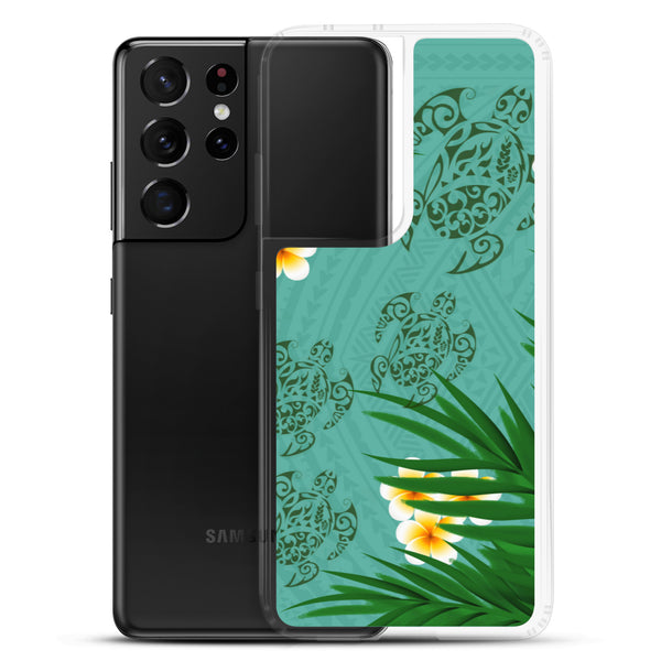 Honu (Hawaiian Sea Turtle) Family and Plumeria Tattoo - Samsung Galaxy Case S10 S20 S21 S22 E FE Plus and Ultra
