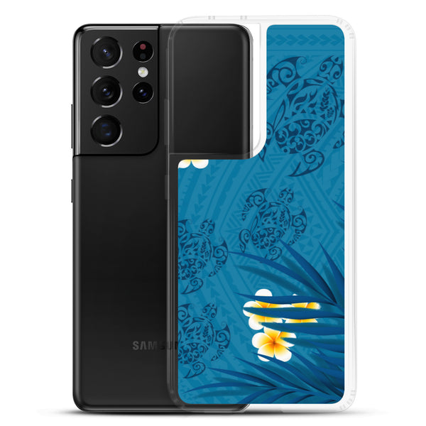 Honu (Hawaiian Sea Turtle) Family and Plumeria Tattoo - Samsung Galaxy Case S10 S20 S21 S22 E FE Plus and Ultra