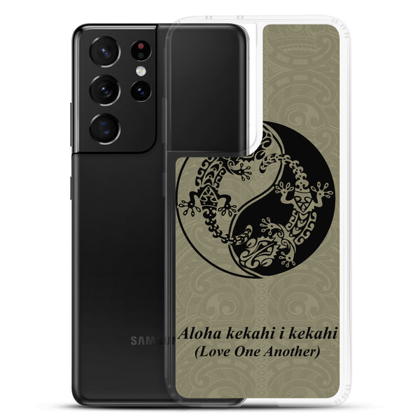 Gecko Yin Yang Polynesian Tattoo Aloha Kekahi I Kekahi (Love One Another) - Samsung Galaxy Case S10 S20 S21 S22 E FE Plus and Ultra