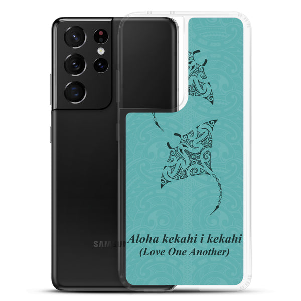 Manta Ray Polynesian Tattoo Aloha Kekahi I Kekahi (Love One Another) - Samsung Galaxy Case S10 S20 S21 S22 E FE Plus and Ultra