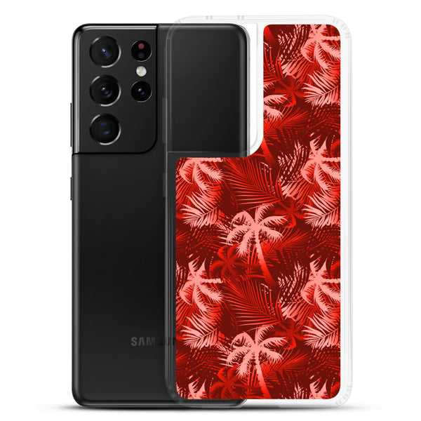 Palm Tree - Red - Samsung Galaxy Case S10 S20 S21 S22 E FE Plus and Ultra