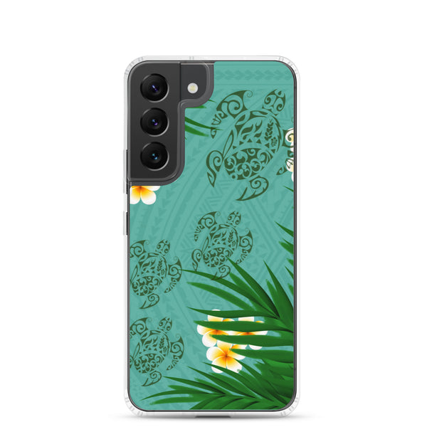 Honu (Hawaiian Sea Turtle) Family and Plumeria Tattoo - Samsung Galaxy Case S10 S20 S21 S22 E FE Plus and Ultra