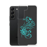 Hibiscus Tattoo - Teal - Samsung Galaxy Case S10 S20 S21 S22 E FE Plus and Ultra
