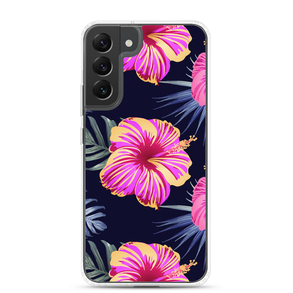 Bright Pink Hibiscus Samsung Case - Samsung Galaxy Case S10 S20 S21 S22 E FE Plus and Ultra