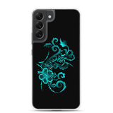 Hibiscus Tattoo - Teal - Samsung Galaxy Case S10 S20 S21 S22 E FE Plus and Ultra