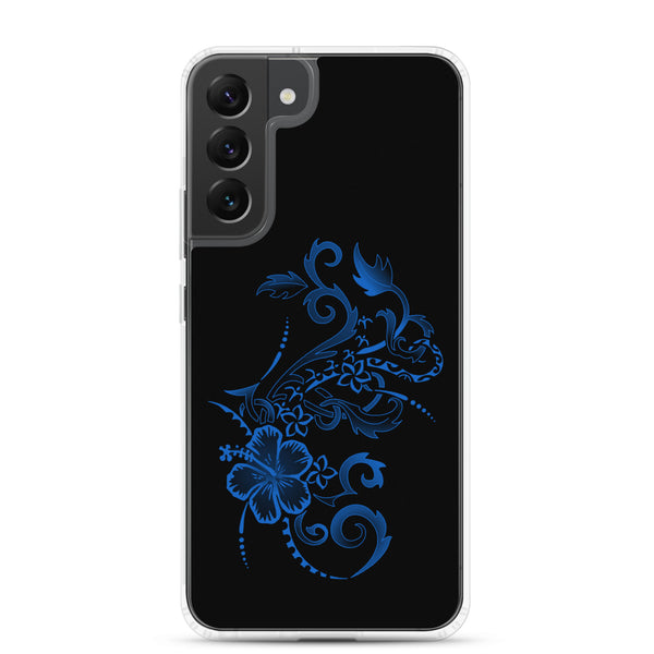 Hibiscus Tattoo - Blue - Samsung Galaxy Case S10 S20 S21 S22 E FE Plus and Ultra