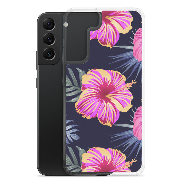 Bright Pink Hibiscus Samsung Case - Samsung Galaxy Case S10 S20 S21 S22 E FE Plus and Ultra