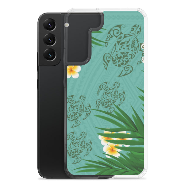 Honu (Hawaiian Sea Turtle) Family and Plumeria Tattoo - Samsung Galaxy Case S10 S20 S21 S22 E FE Plus and Ultra