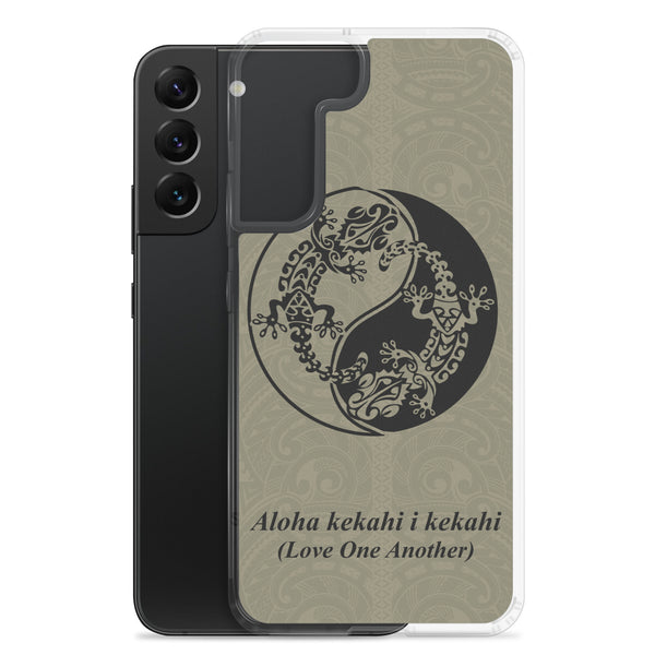 Gecko Yin Yang Polynesian Tattoo Aloha Kekahi I Kekahi (Love One Another) - Samsung Galaxy Case S10 S20 S21 S22 E FE Plus and Ultra