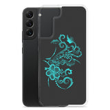 Hibiscus Tattoo - Teal - Samsung Galaxy Case S10 S20 S21 S22 E FE Plus and Ultra