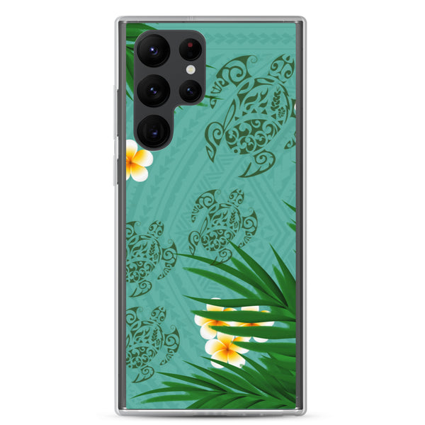 Honu (Hawaiian Sea Turtle) Family and Plumeria Tattoo - Samsung Galaxy Case S10 S20 S21 S22 E FE Plus and Ultra