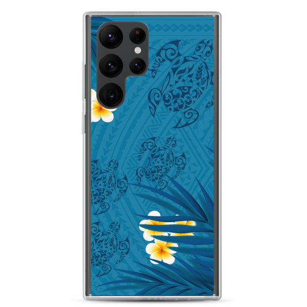 Honu (Hawaiian Sea Turtle) Family and Plumeria Tattoo - Samsung Galaxy Case S10 S20 S21 S22 E FE Plus and Ultra