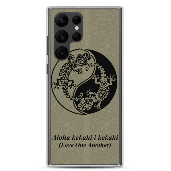Gecko Yin Yang Polynesian Tattoo Aloha Kekahi I Kekahi (Love One Another) - Samsung Galaxy Case S10 S20 S21 S22 E FE Plus and Ultra
