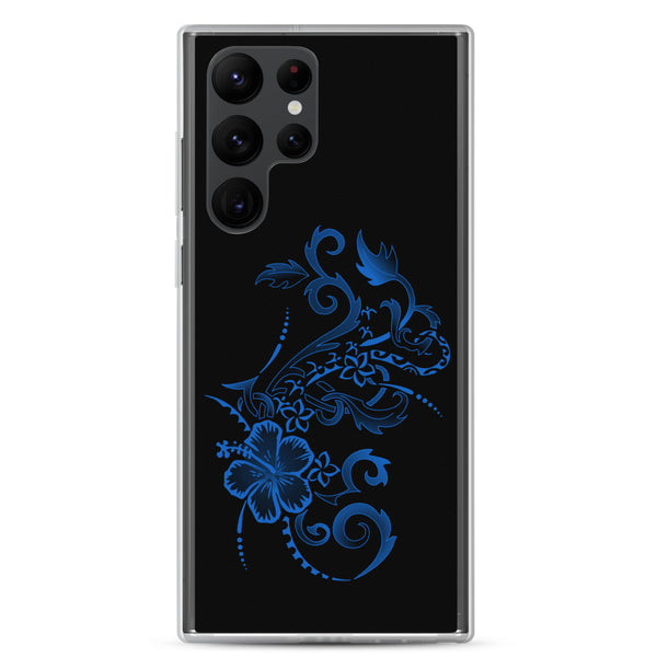 Hibiscus Tattoo - Blue - Samsung Galaxy Case S10 S20 S21 S22 E FE Plus and Ultra