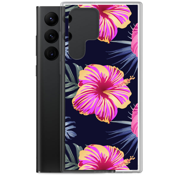 Bright Pink Hibiscus Samsung Case - Samsung Galaxy Case S10 S20 S21 S22 E FE Plus and Ultra